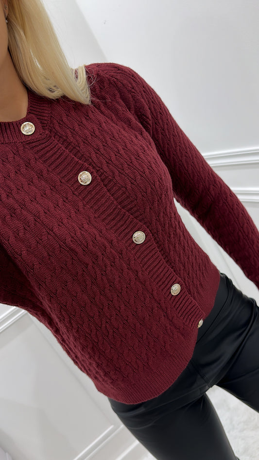 Burgundy Cable Knit Jumper