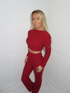 Red Glitter Trouser 2 Piece