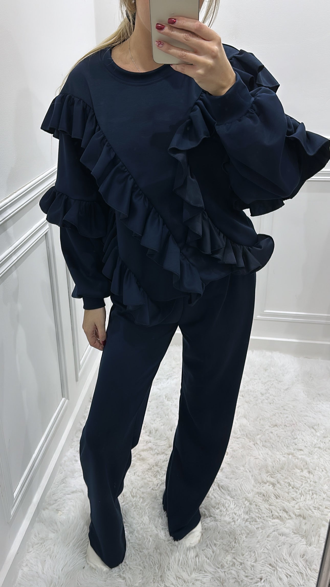 Navy Ruffle Tracksuit