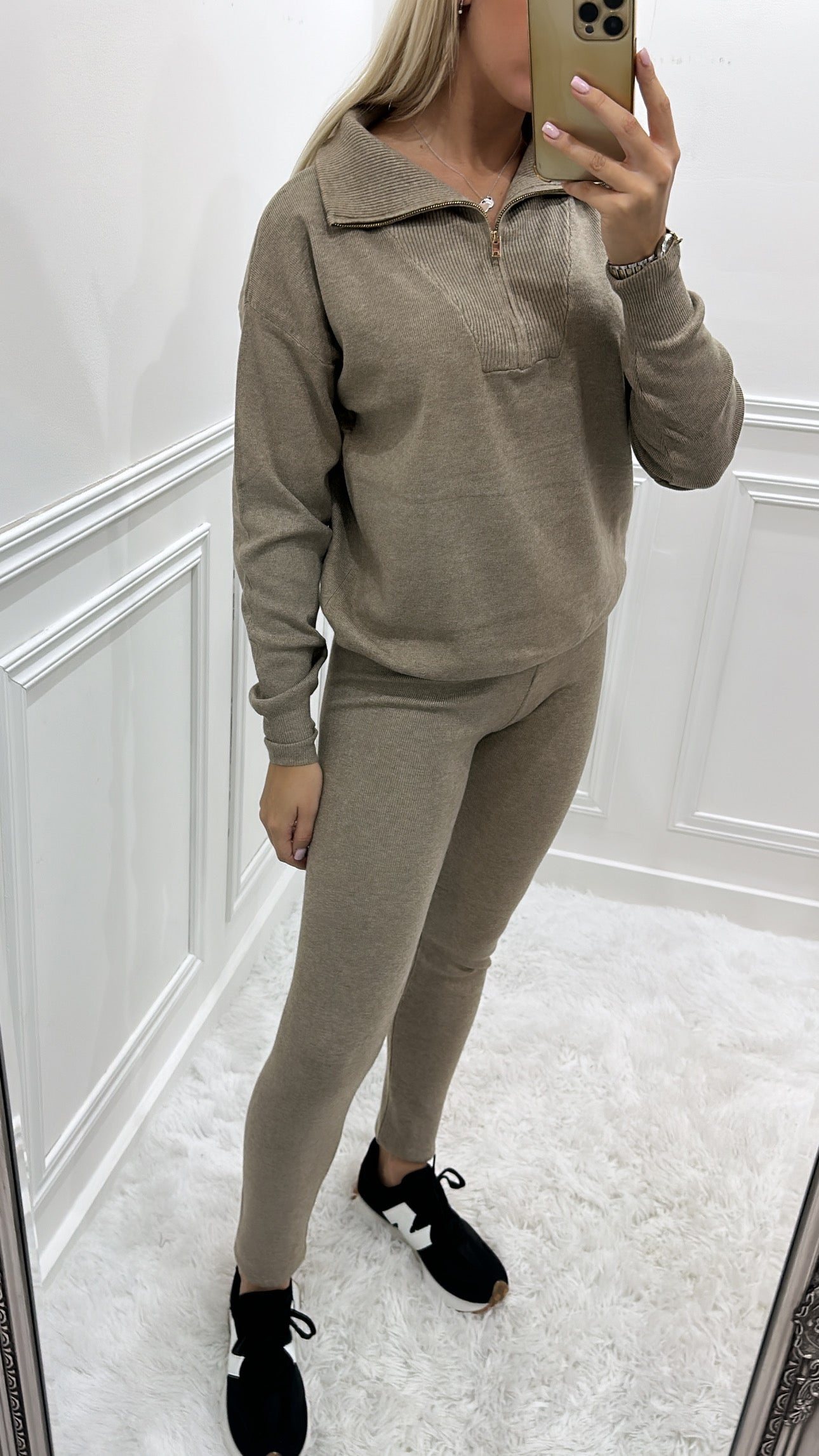 Mocha & Gold Quarter Zip Tracksuit