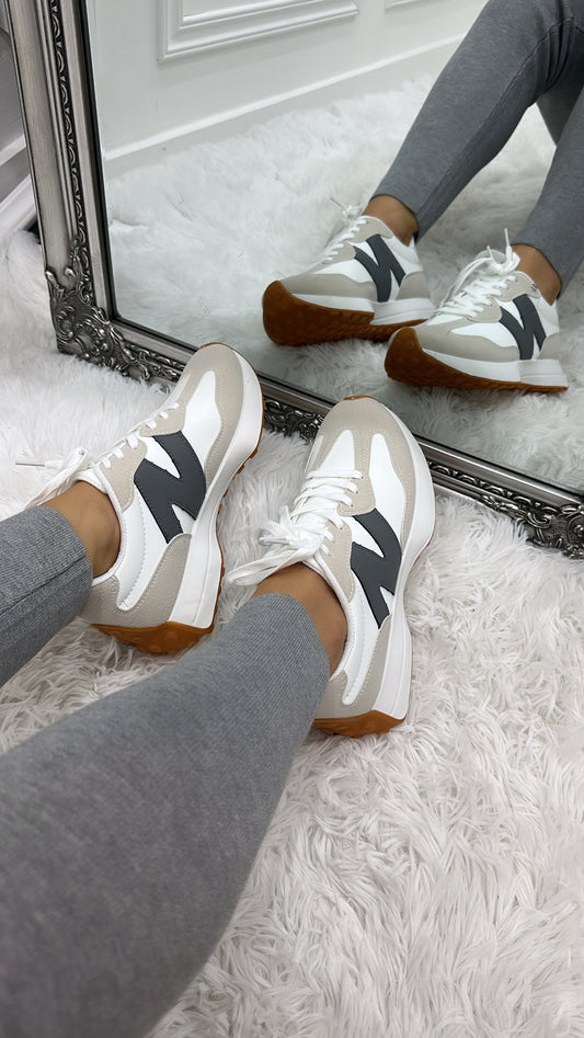 Grey & White Trainers