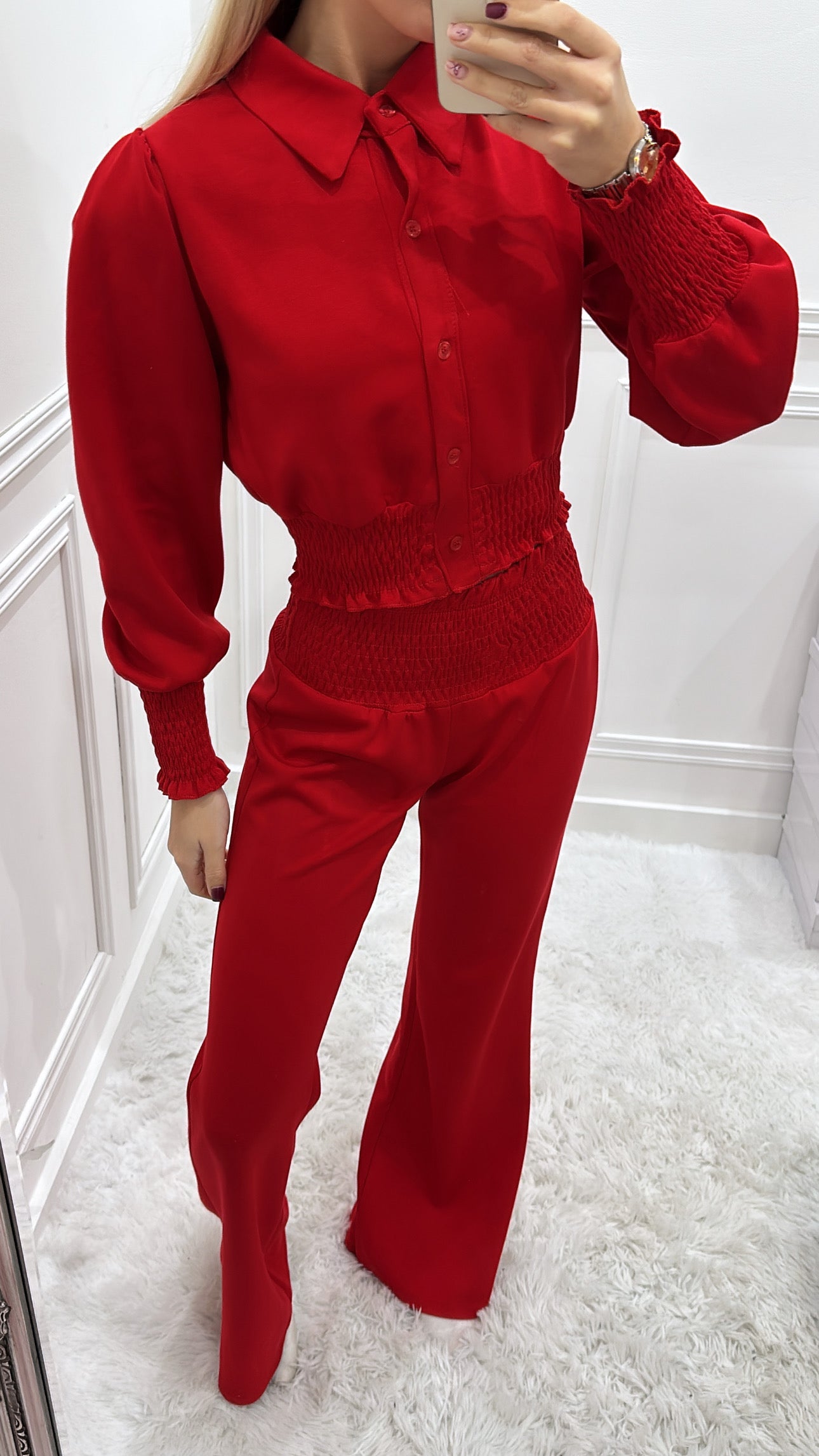 Red Buttoned Lounge Set