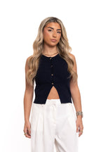 Navy Vest Top