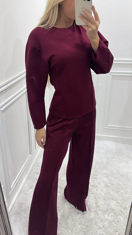 Burgundy Trouser Lounge Set