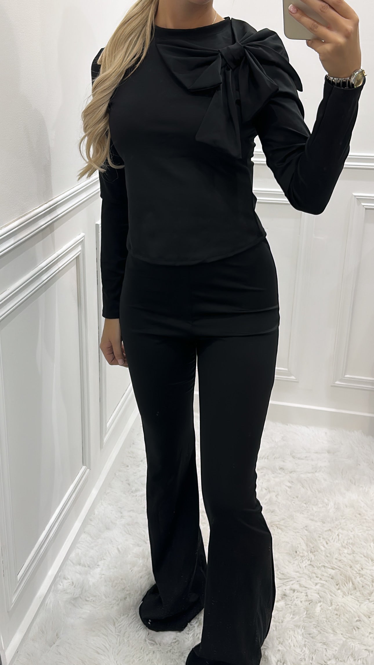 Black Bow Trouser Co Ord