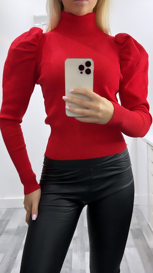 Red Roll Neck Jumper