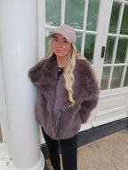 Chocolate Brown Faux Fur Coat