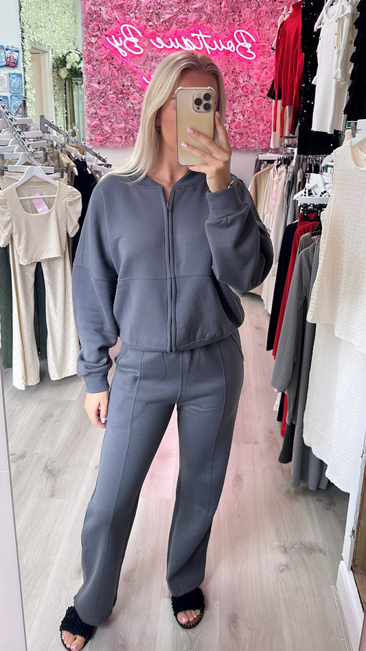 Charcoal Grey Bomber Tracksuit