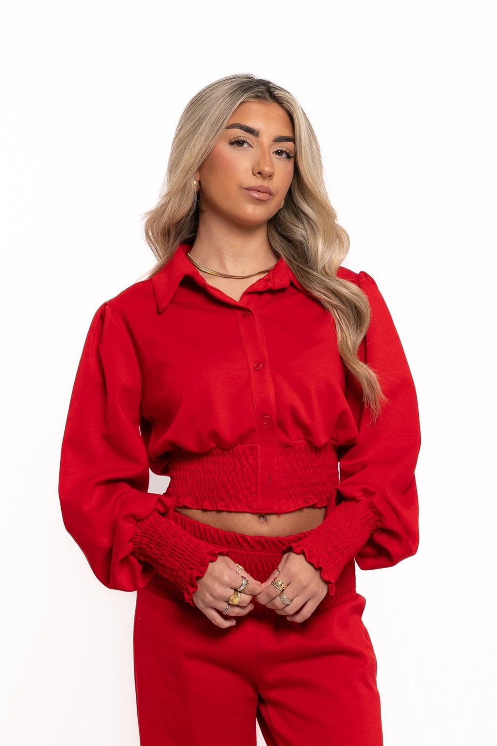 Red Buttoned Lounge Set