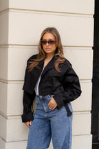 Cropped Mini Trench Coat Black