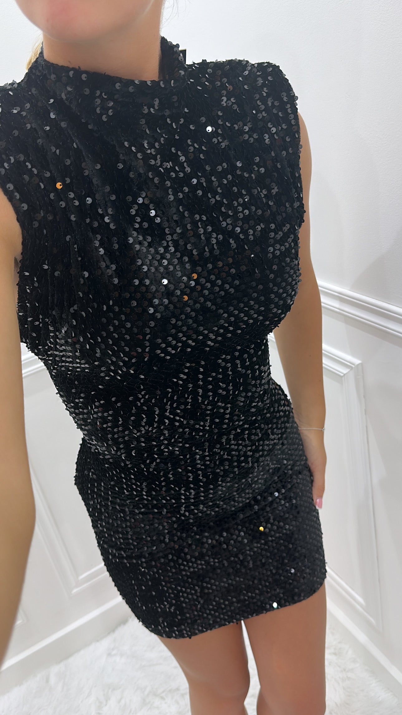 Black Sequin Mini Dress