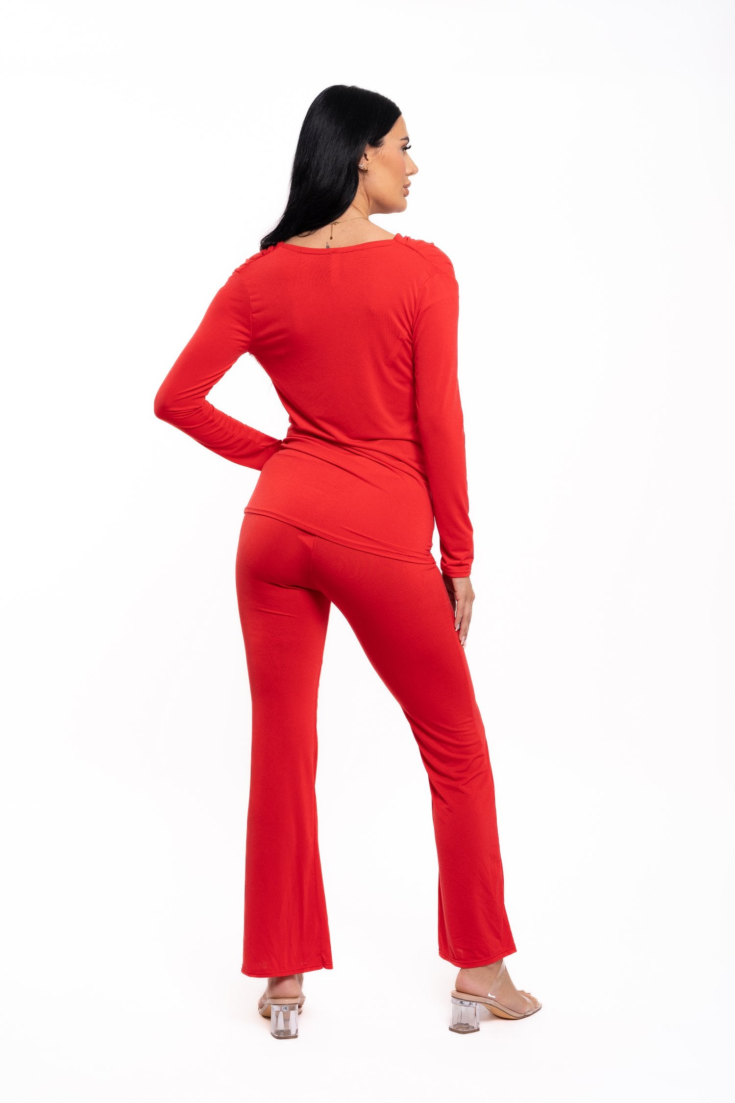Red Cowl Neck Co Ord