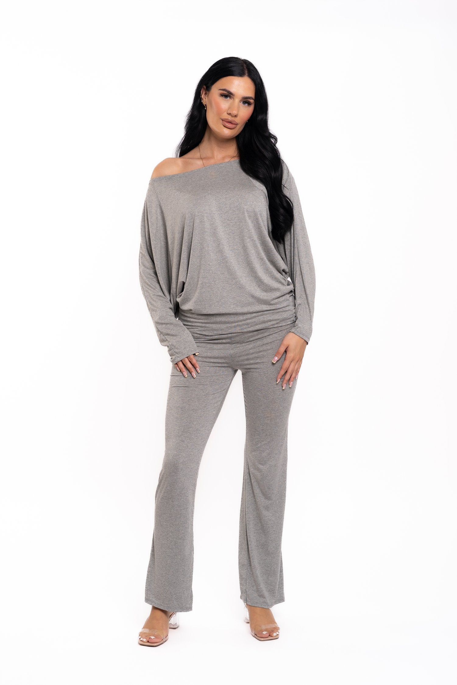 Grey Off The Shoulder Co Ord