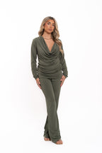 Khaki Cowl Neck Co Ord