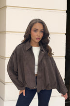 Suede Look Jacket Brown
