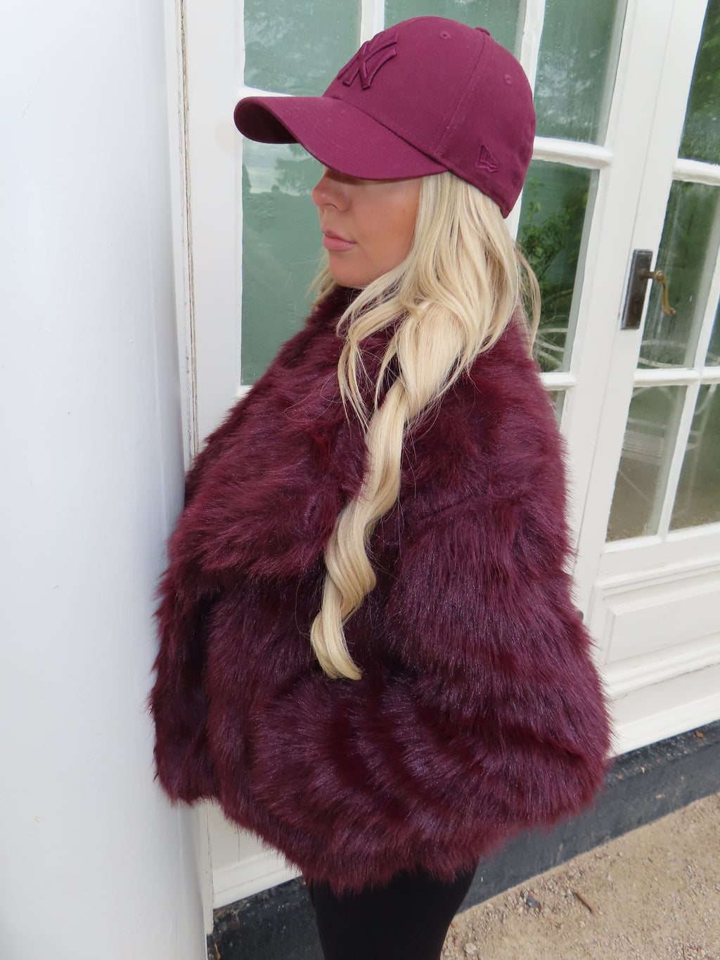 Burgundy Faux Fur Coat