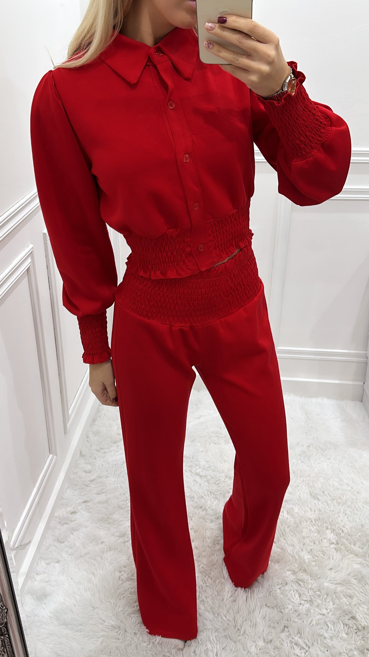 Red Buttoned Lounge Set