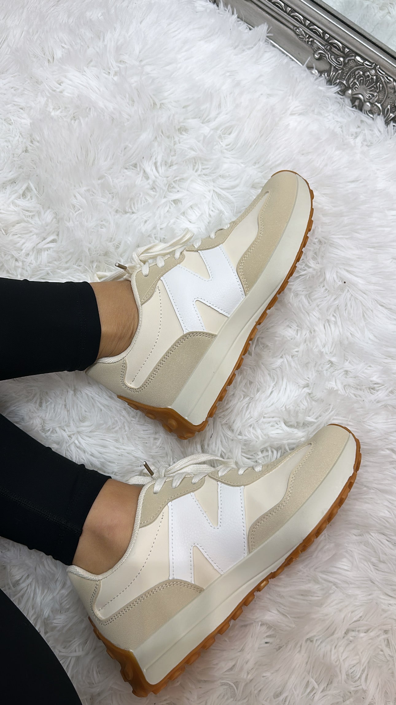 Beige & White Trainers