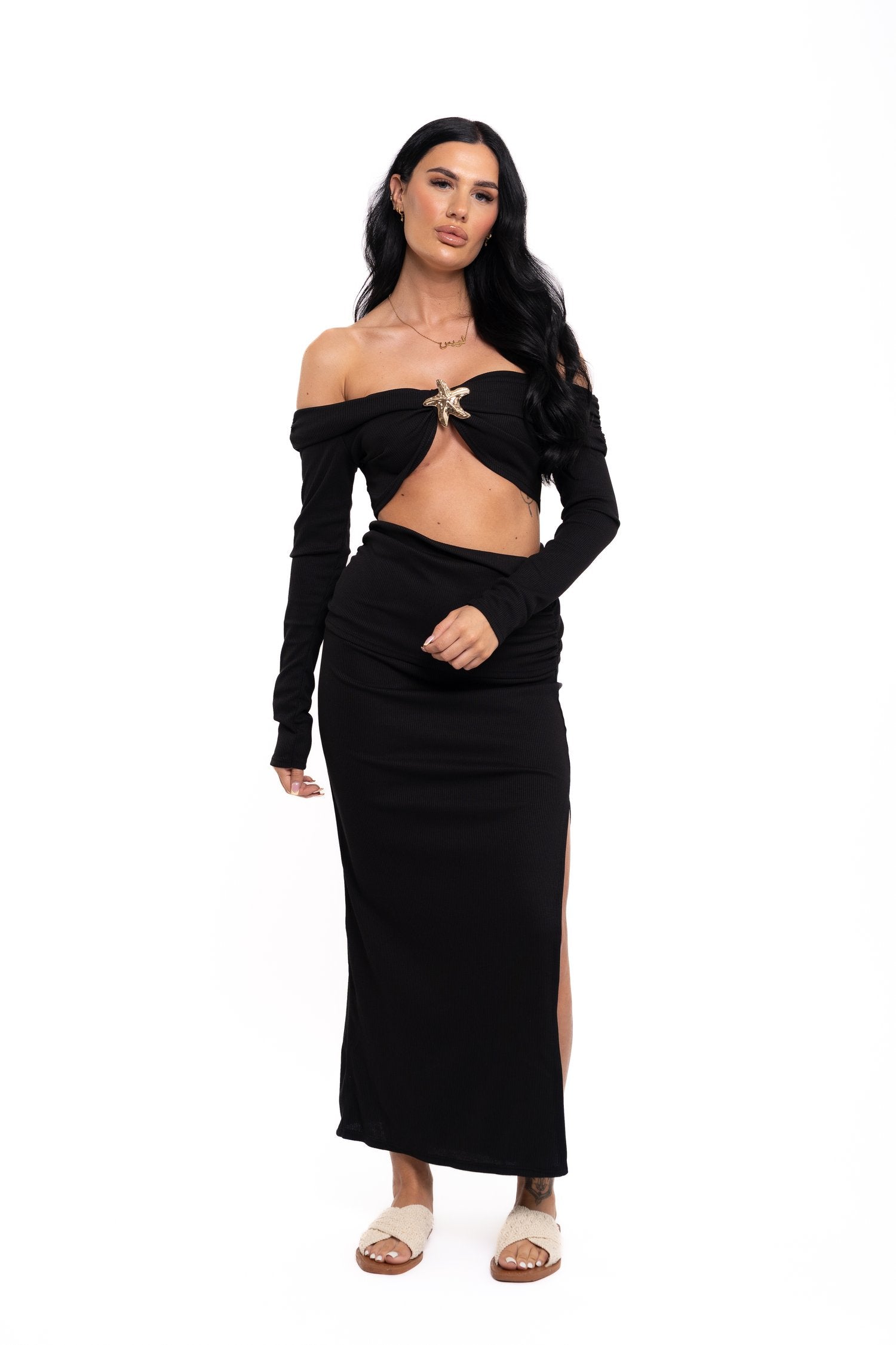 Starfish Maxi Skirt Set Black