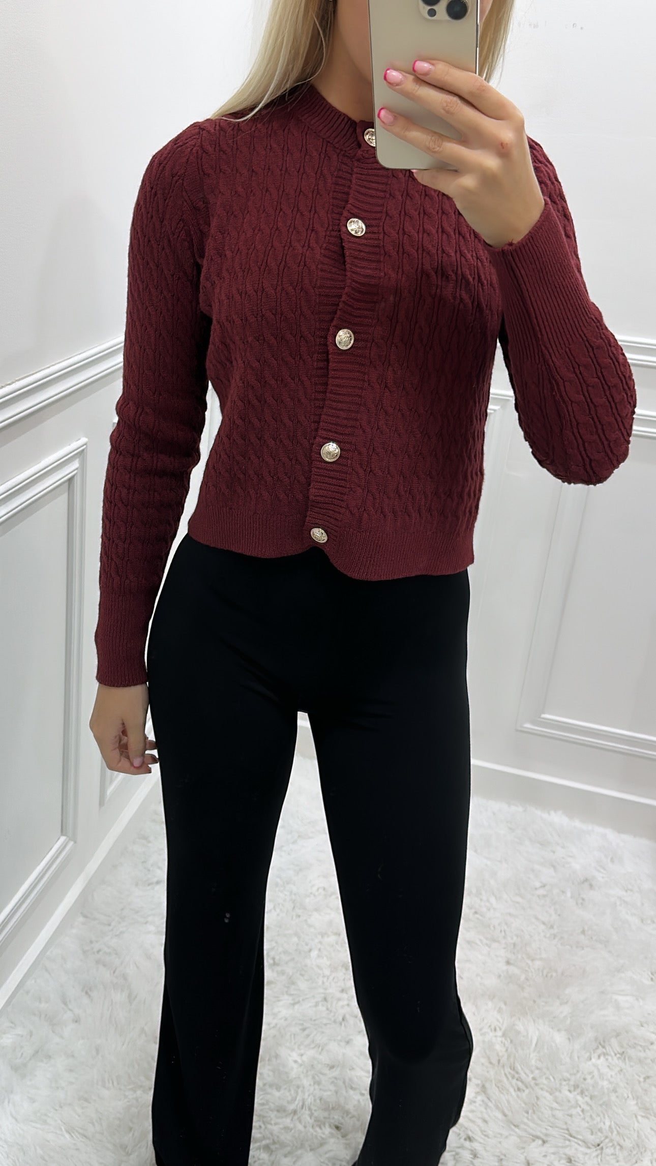 Burgundy Cable Knit Jumper