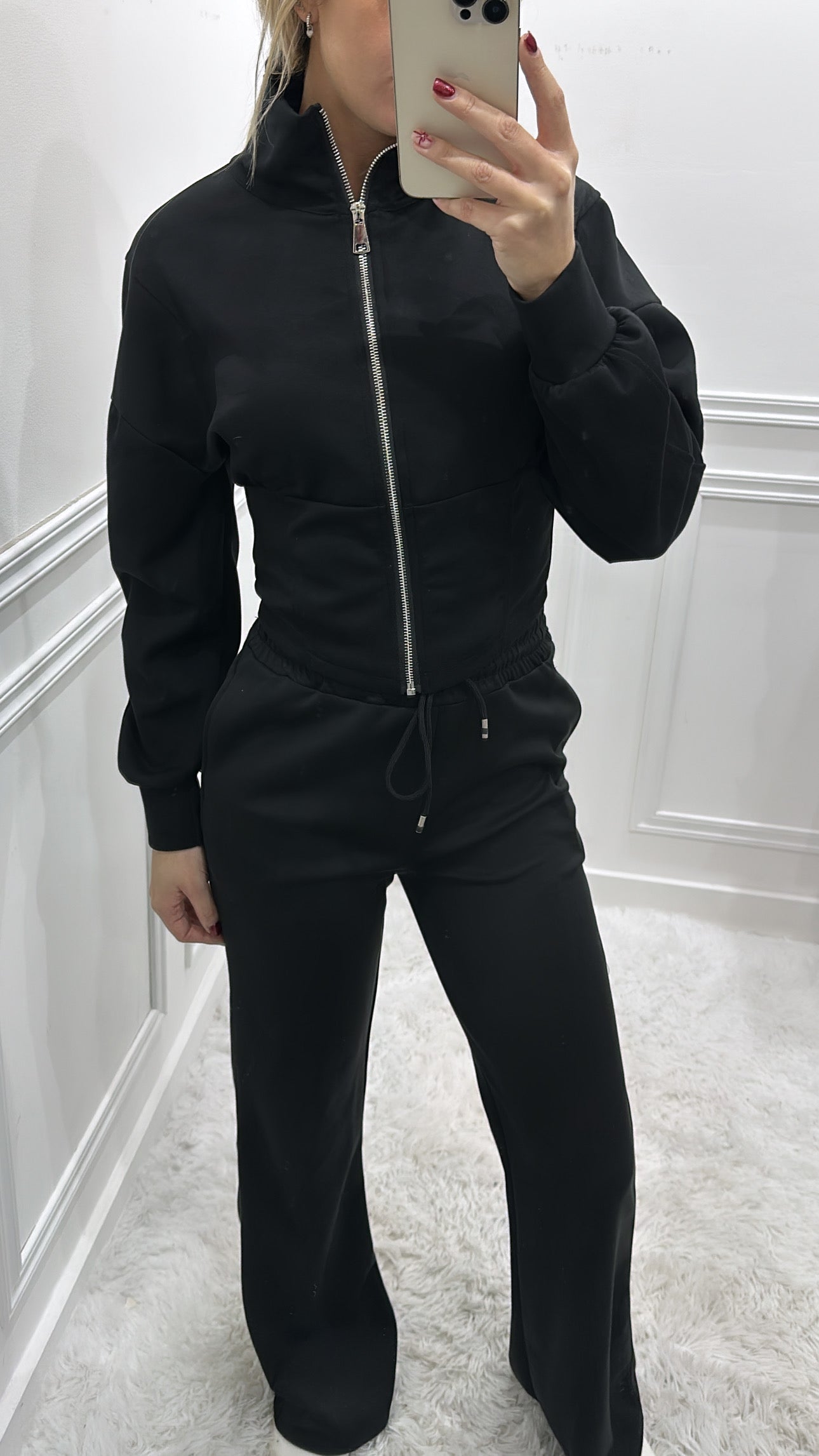 Black Zip Up Corset Style Tracksuit