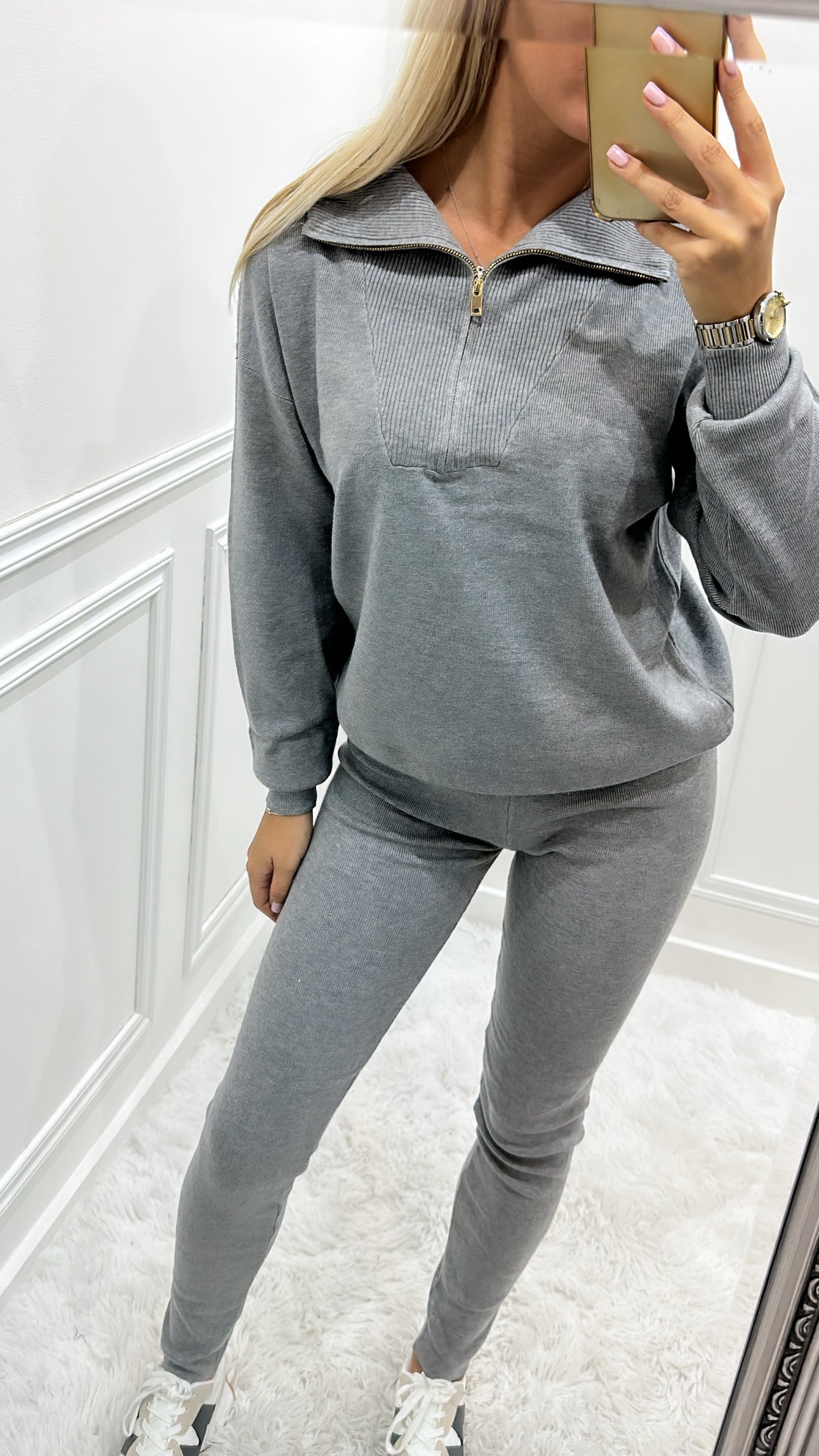 Grey & Gold Quarter Zip Tracksuit