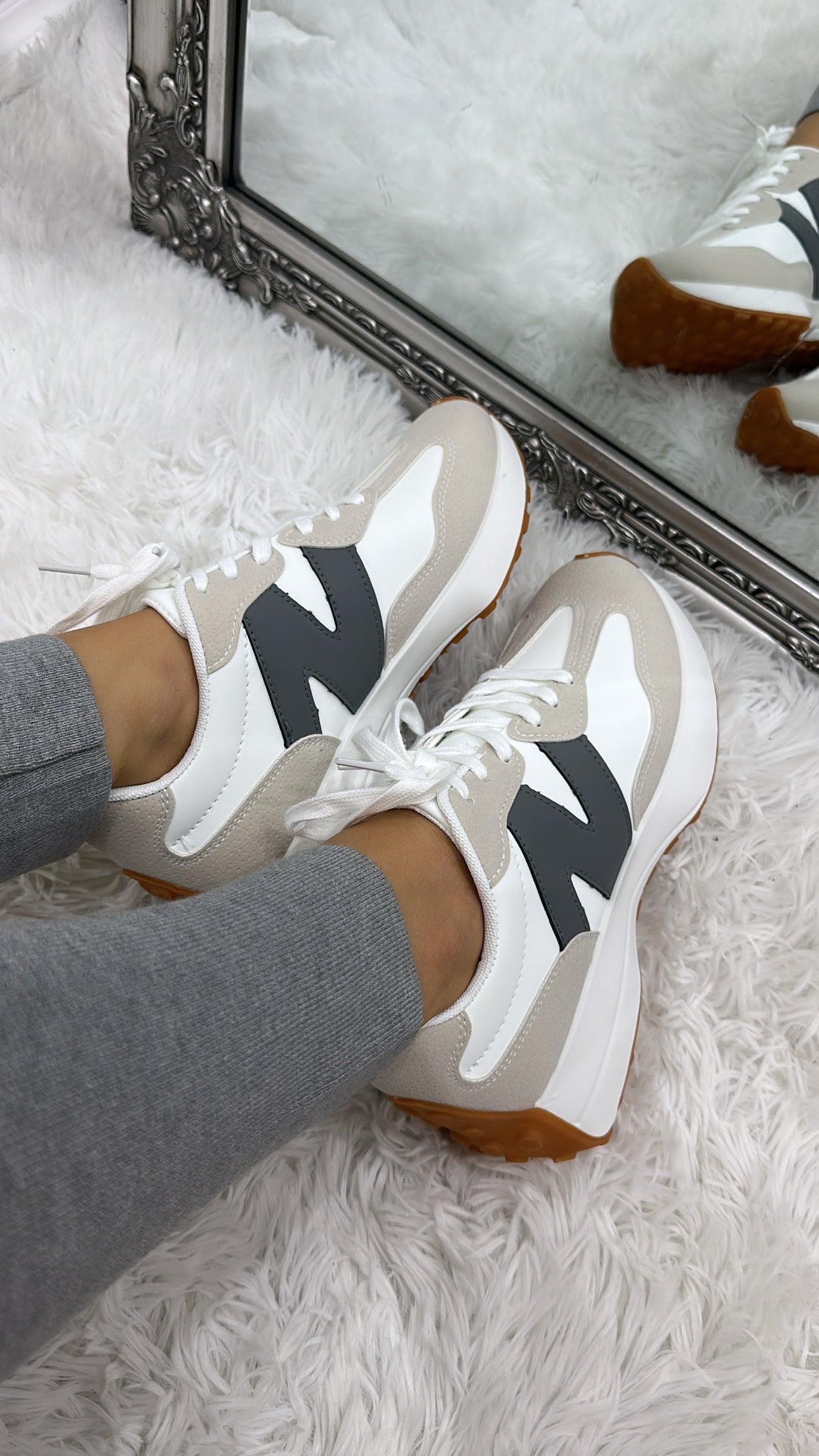 Grey & White Trainers