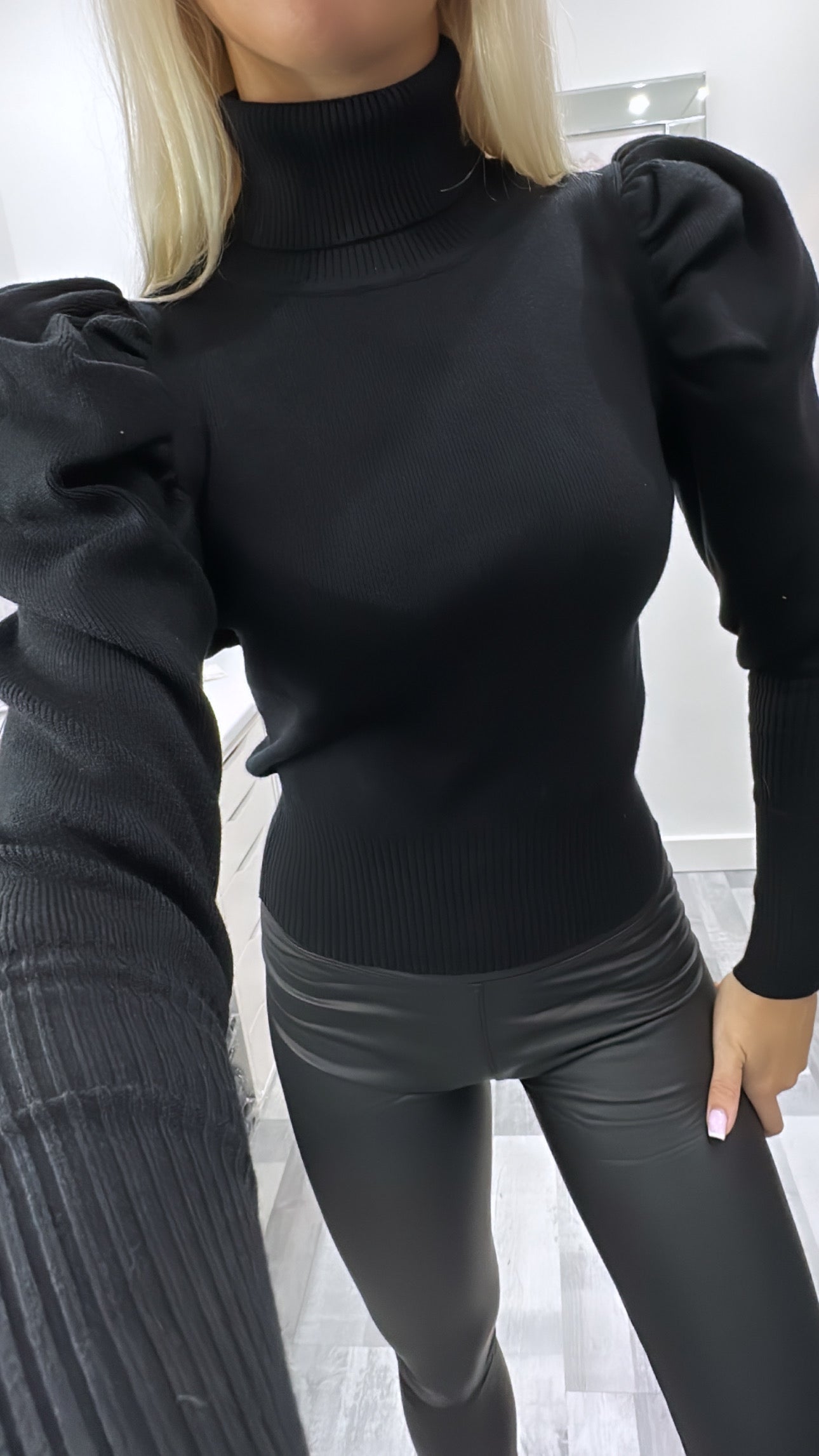 Black Roll Neck Jumper