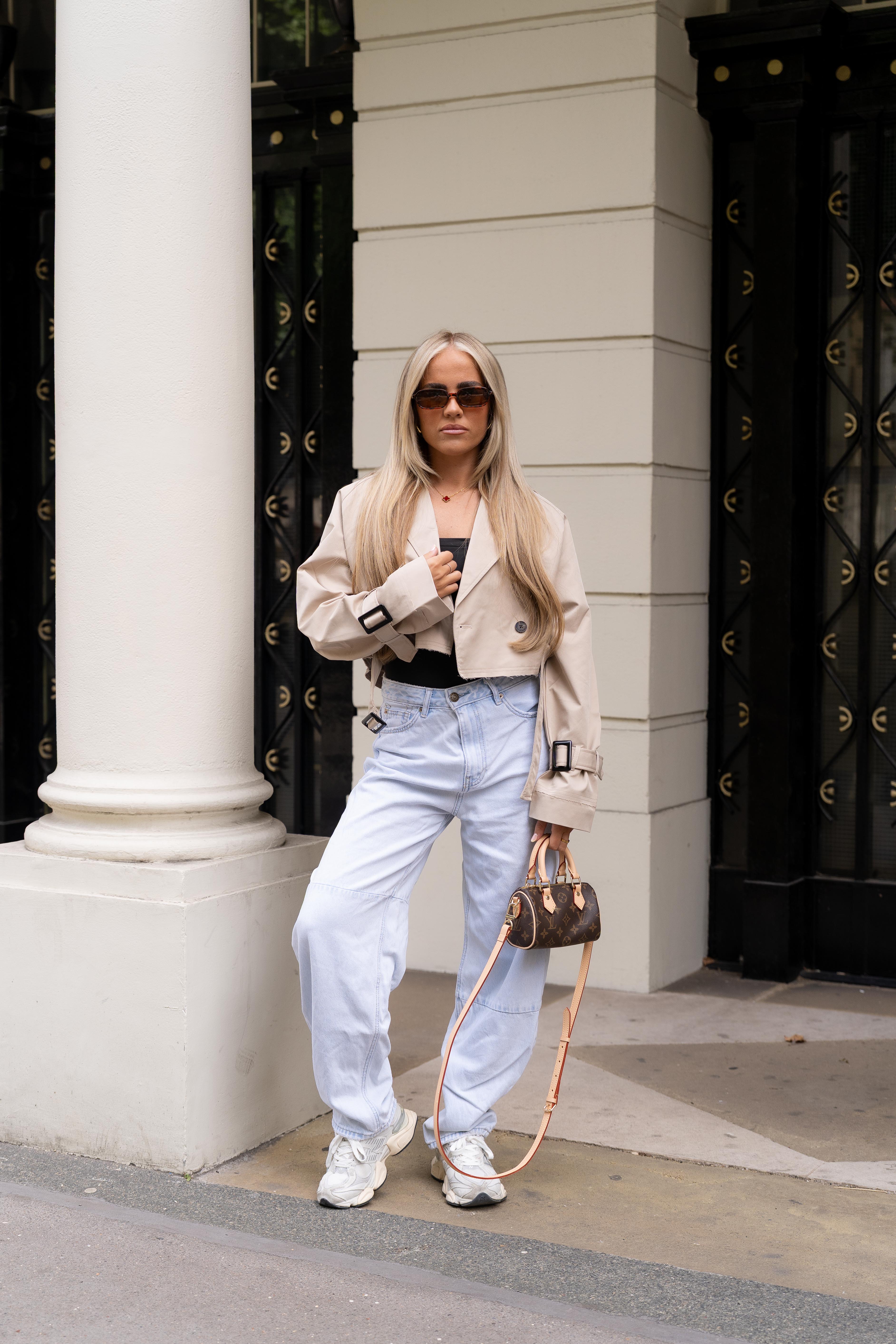 Cropped Mini Trench Coat Beige