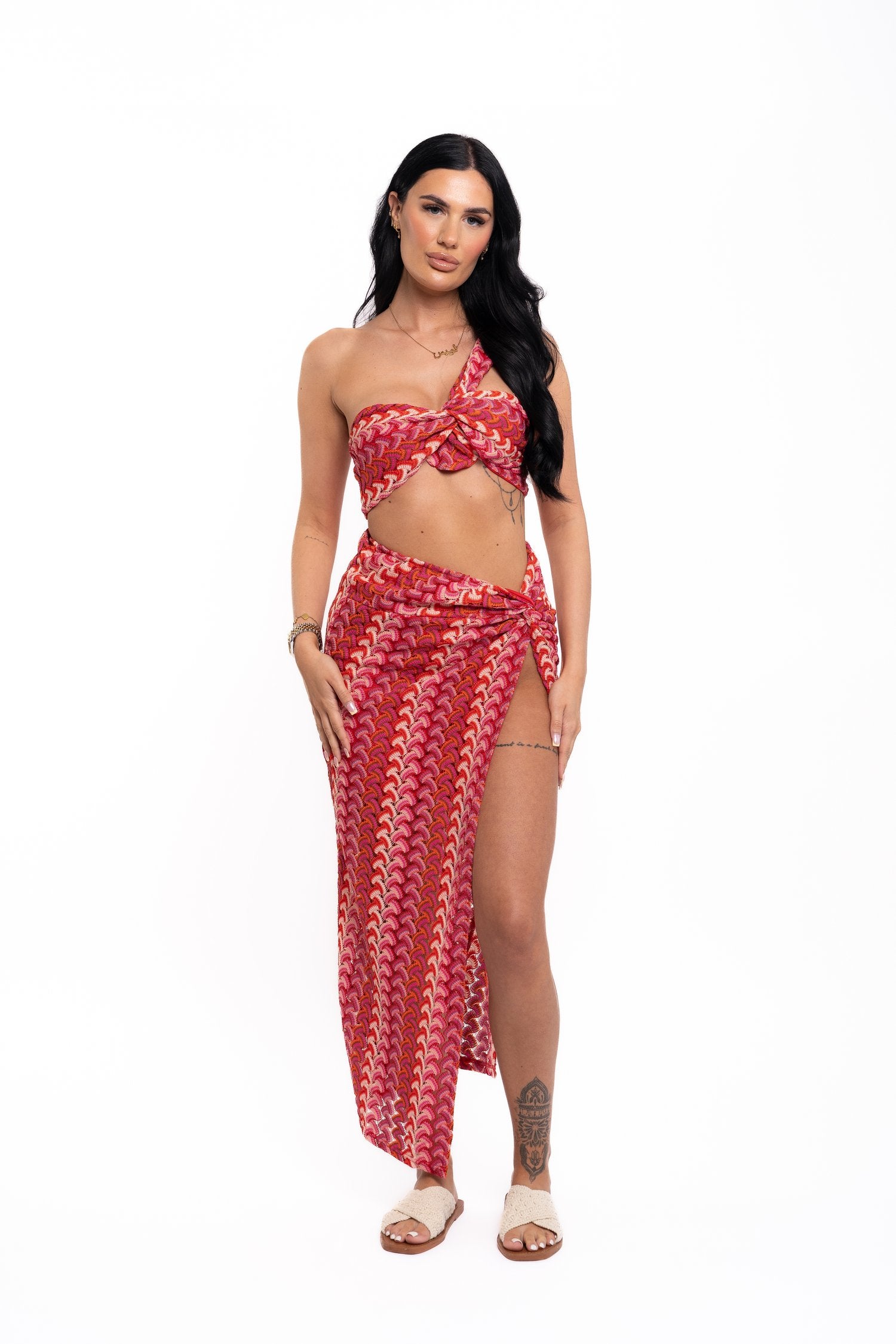 Pink Lace Maxi Skirt Set