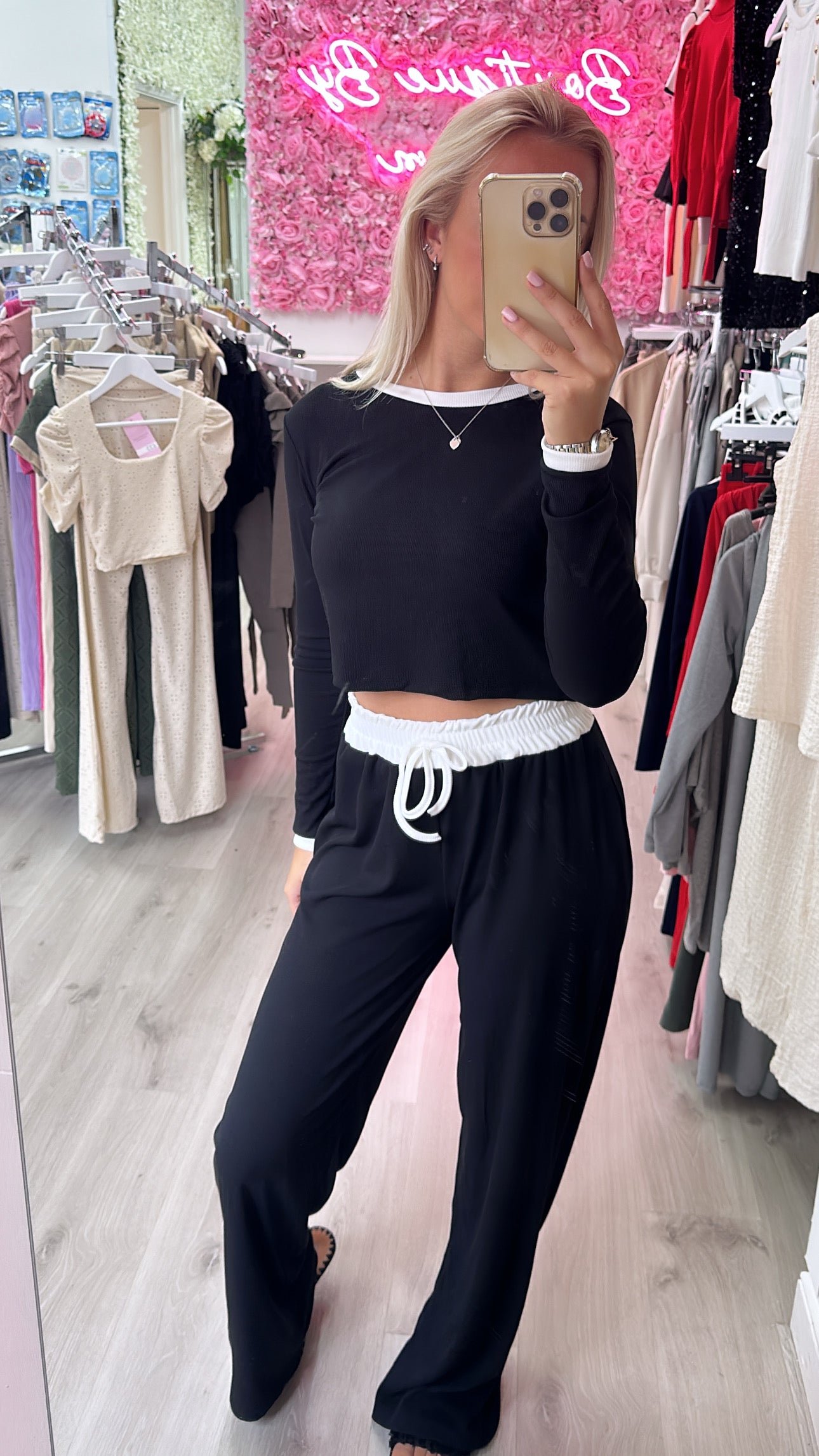 Black Longsleeve Contrast Co Ord