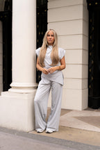 Grey Wide Leg Trouser Set