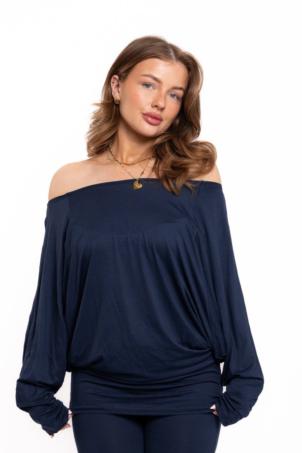 Navy Off The Shoulder Co Ord