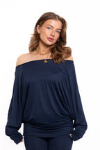 Navy Off The Shoulder Co Ord