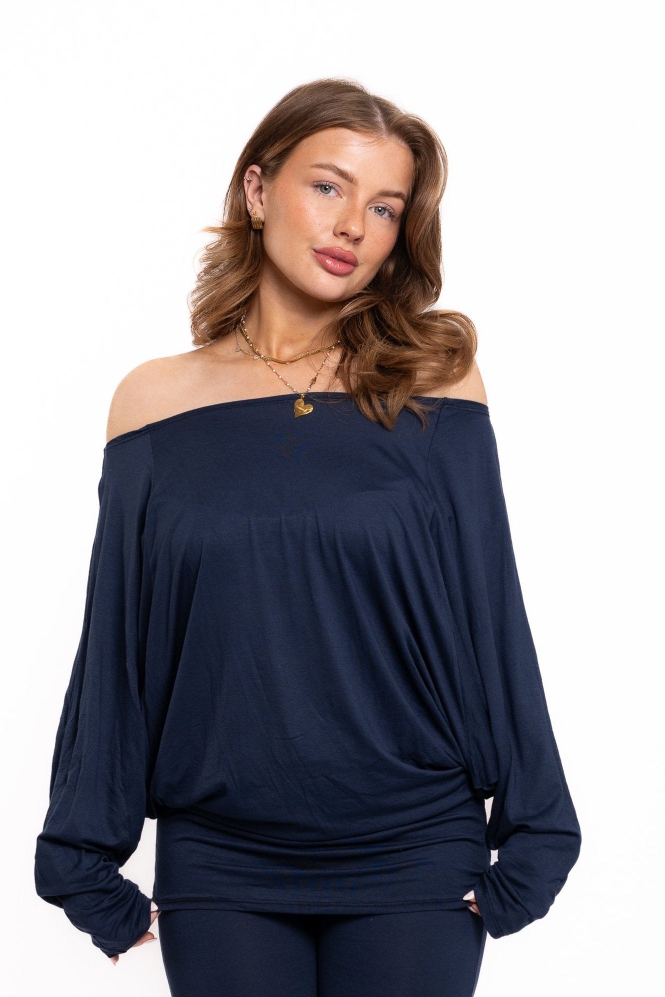 Navy Off The Shoulder Co Ord