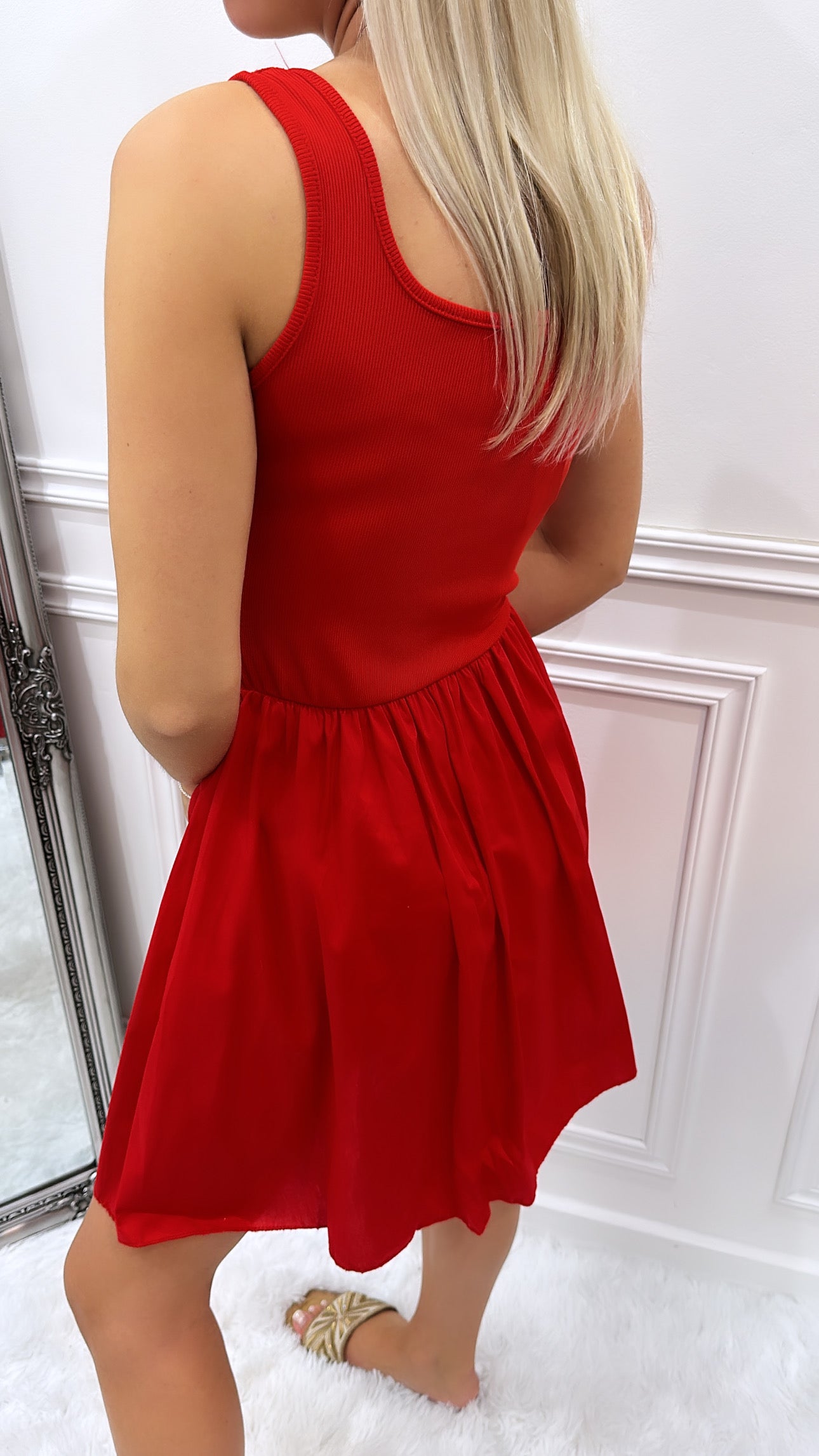 Red Puff Mini Dress