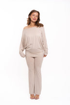 Beige Off The Shoulder Co Ord