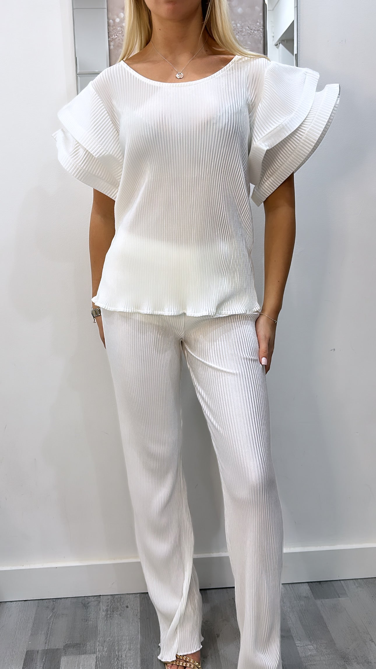 White Plisse Co Ord