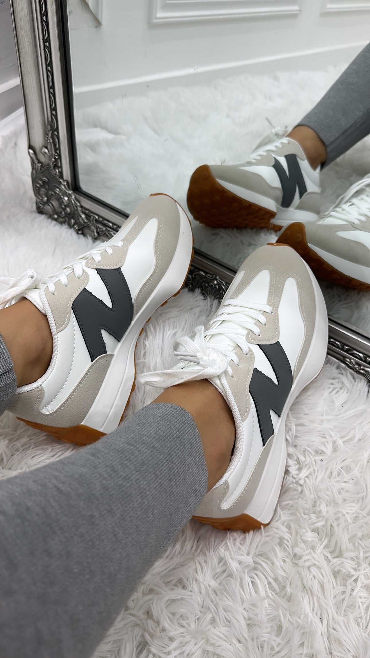 Grey & White Trainers