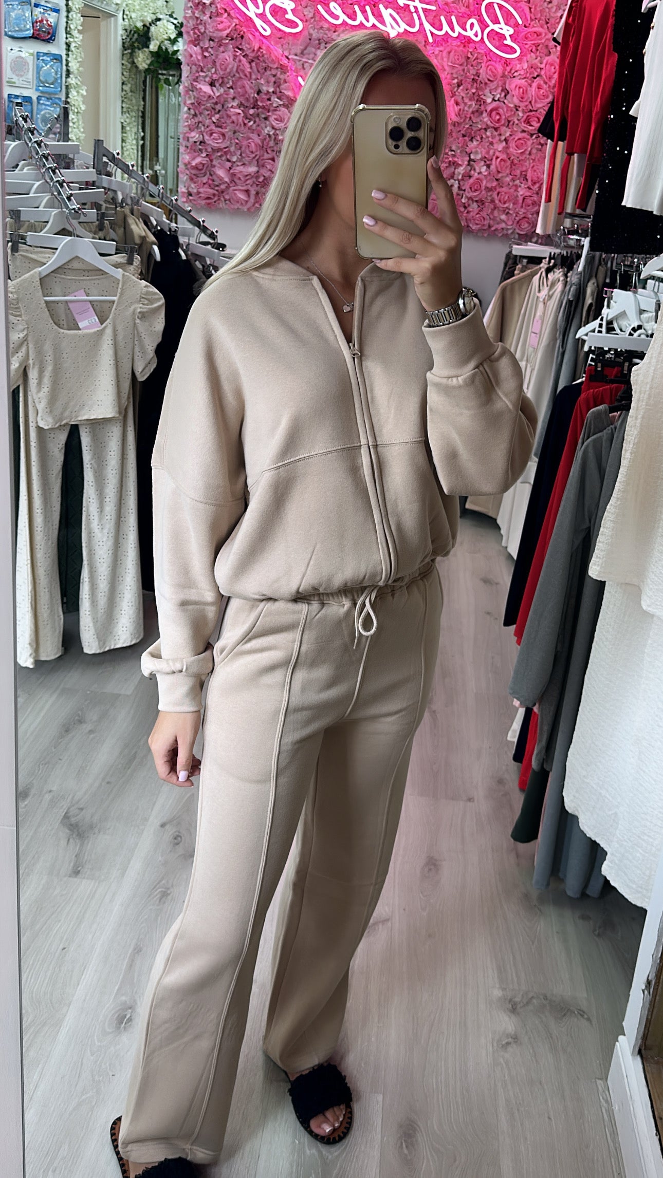 Beige Bomber Tracksuit