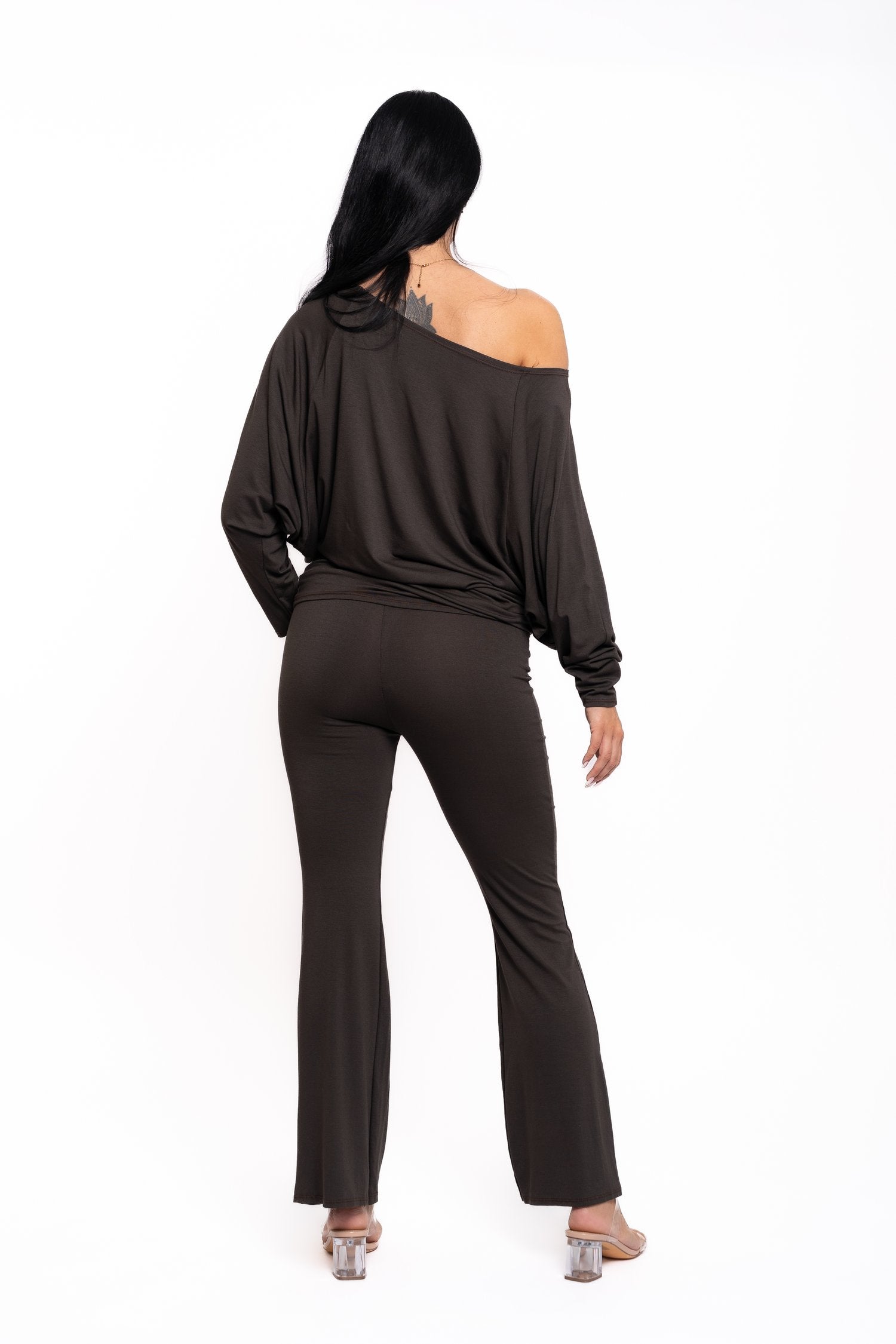 Chocolate Brown Off The Shoulder Co Ord