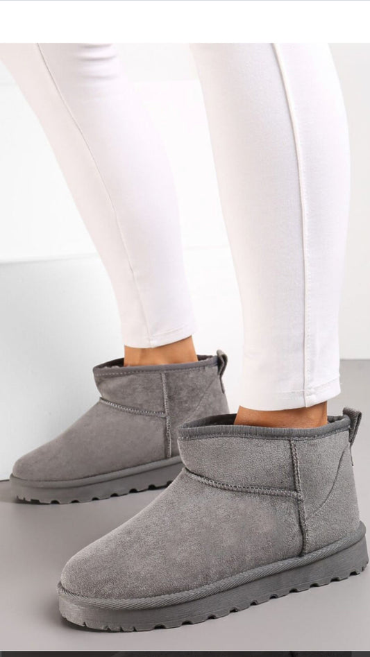 Grey Mini Fur Lined Boots