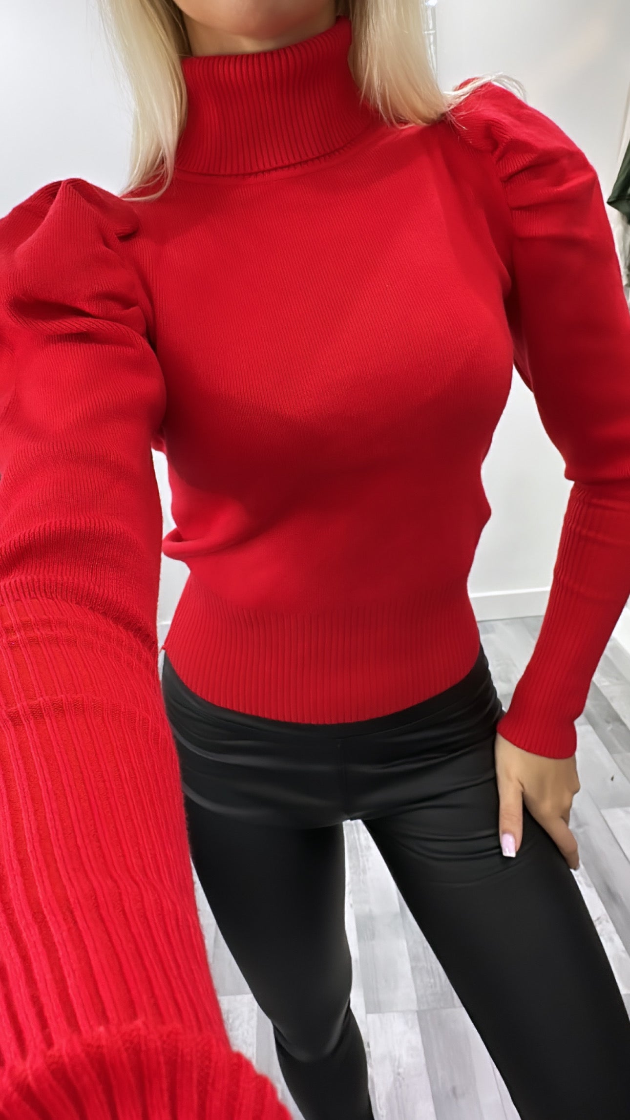 Red Roll Neck Jumper