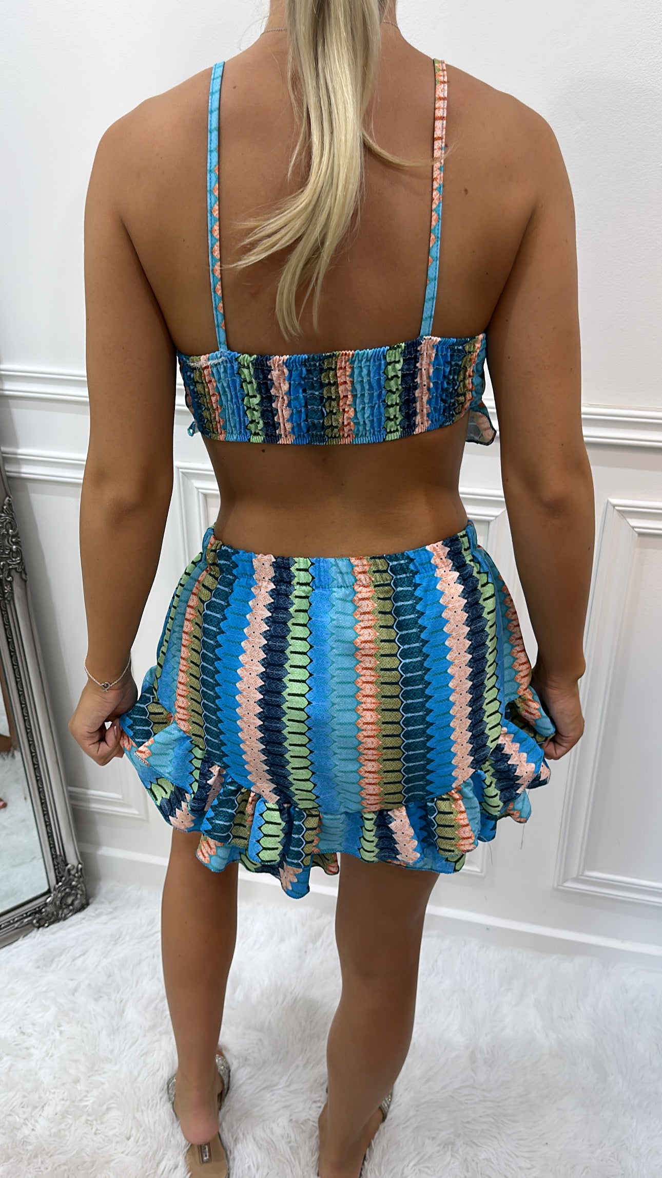 Blue Pattern Skort & Top Set