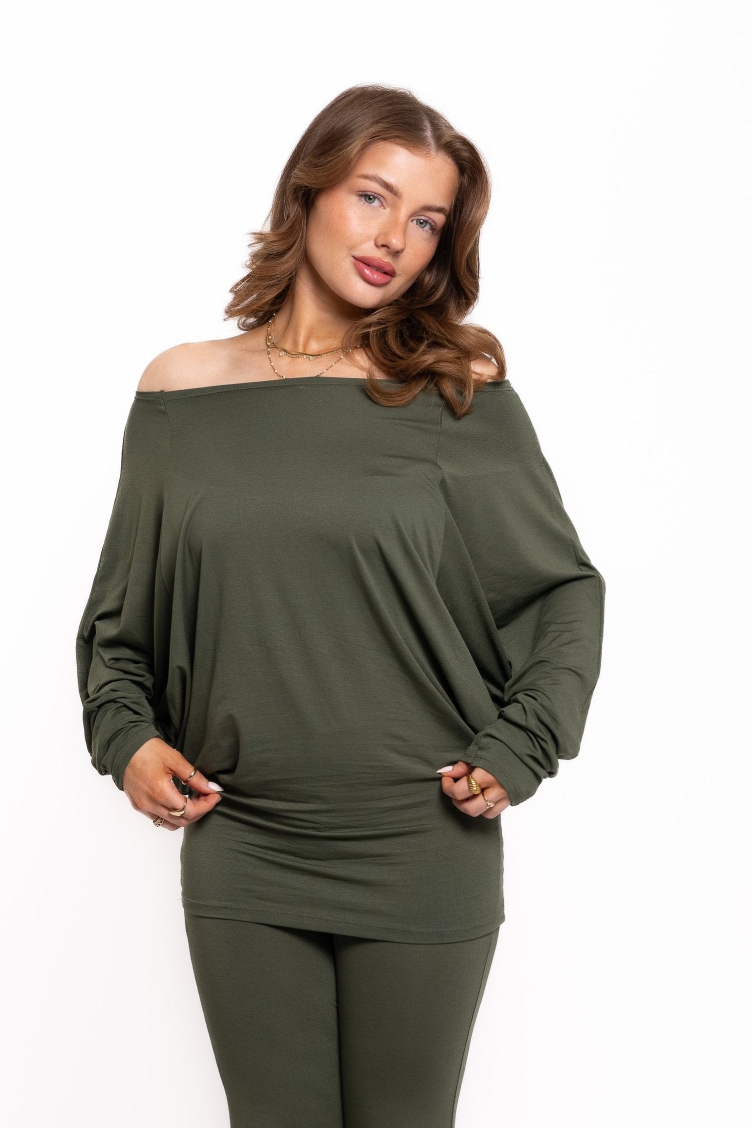 Khaki Off The Shoulder Co Ord