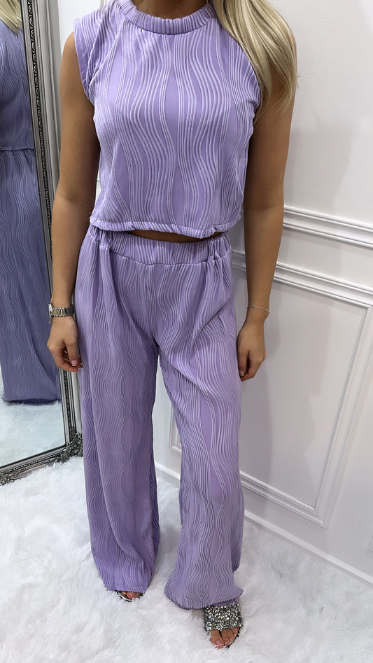 Lilac Pattern Trouser Set