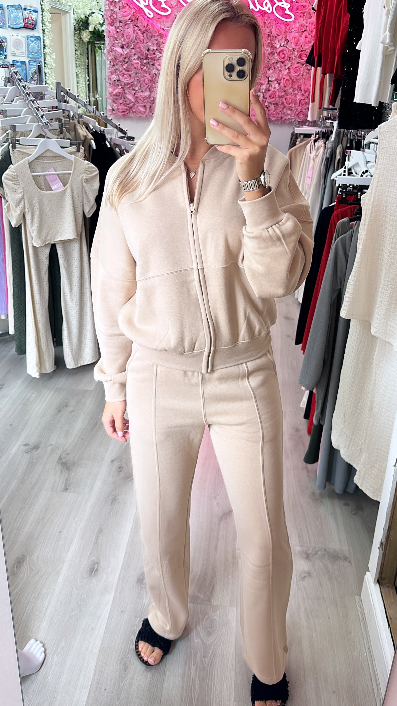 Beige Bomber Tracksuit