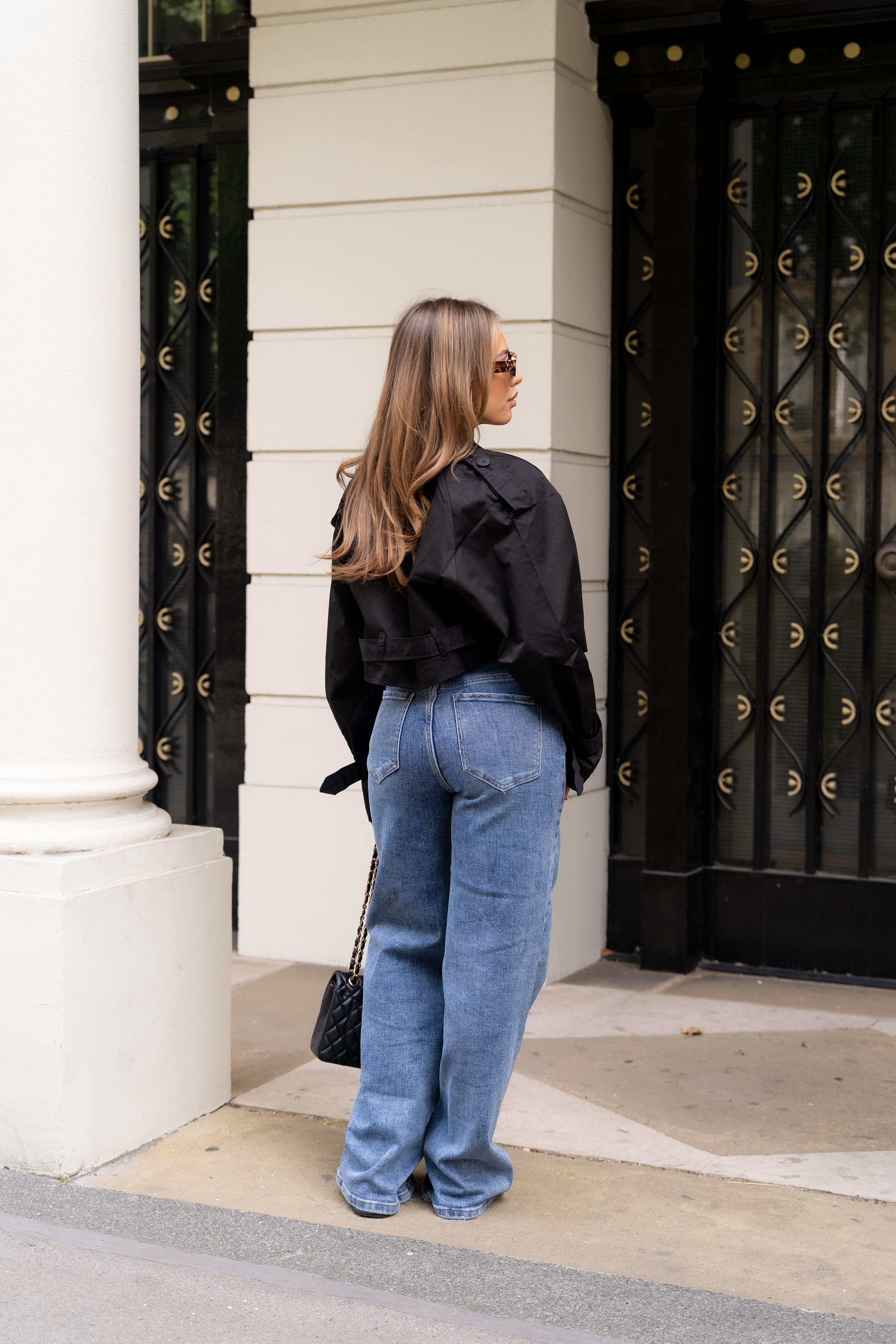 Cropped Mini Trench Coat Black