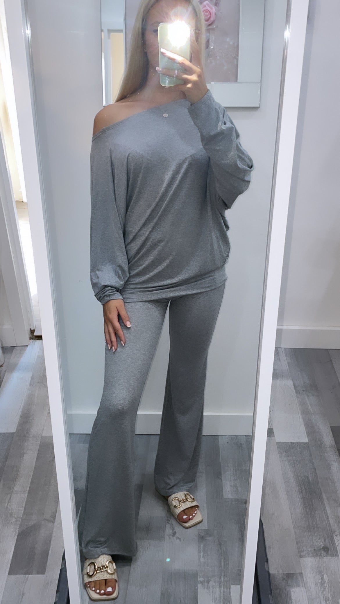 Grey Off The Shoulder Co Ord