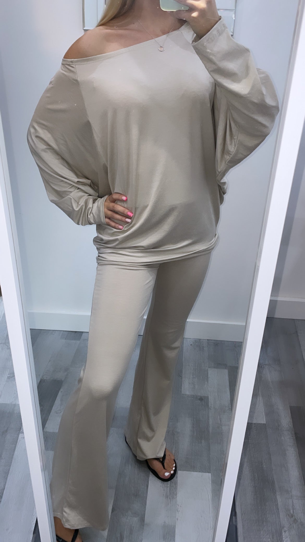 Beige Off The Shoulder Co Ord